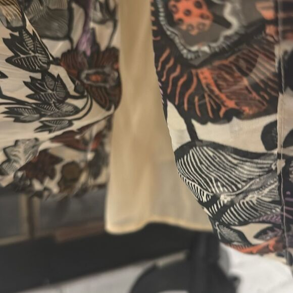 Scotch & Soda Dress Floral Front Tie Bow Midi Small Black Orange Ivory Boho - Picture 9 of 11